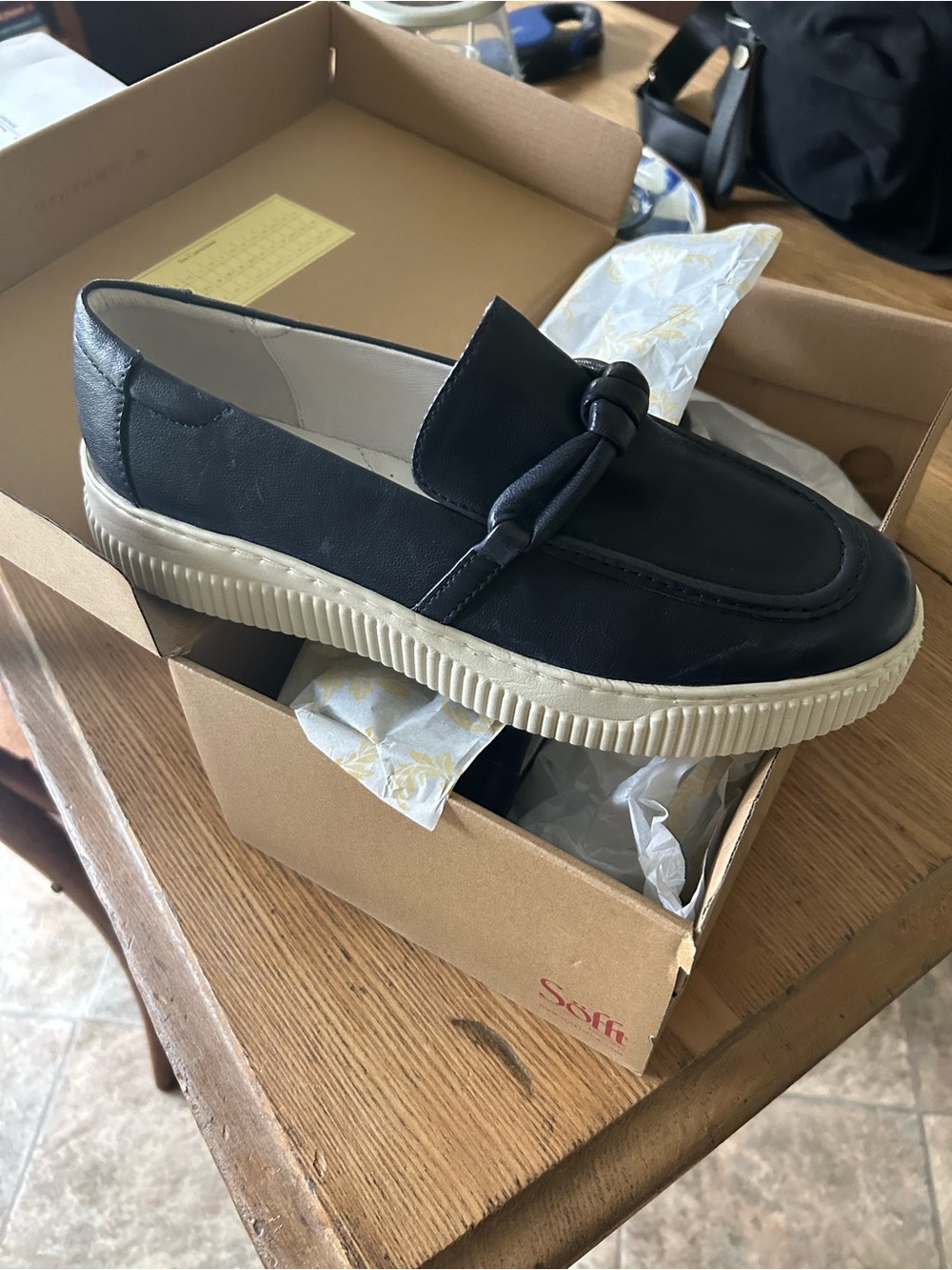 Women's Casual Navy Slip-On Loafer with Cream Sole